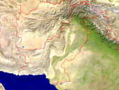 Pakistan Satellite + Borders 1600x1200